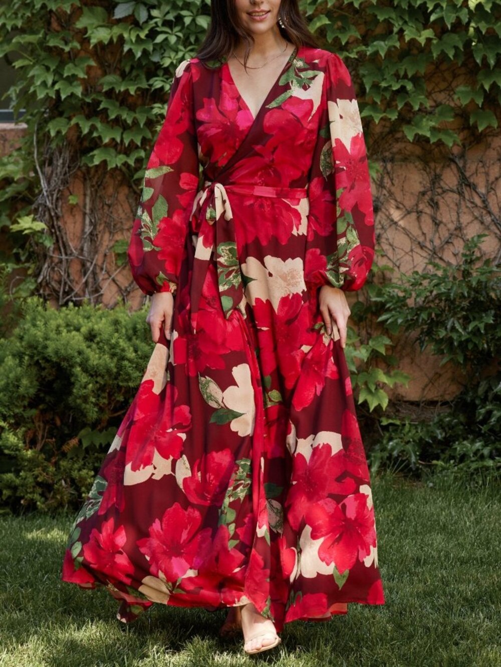 Baltic Born Women’s Katinka Wrap Maxi Dress | Burgundy Multi Floral Size M | NWT - Picture 4 of 4